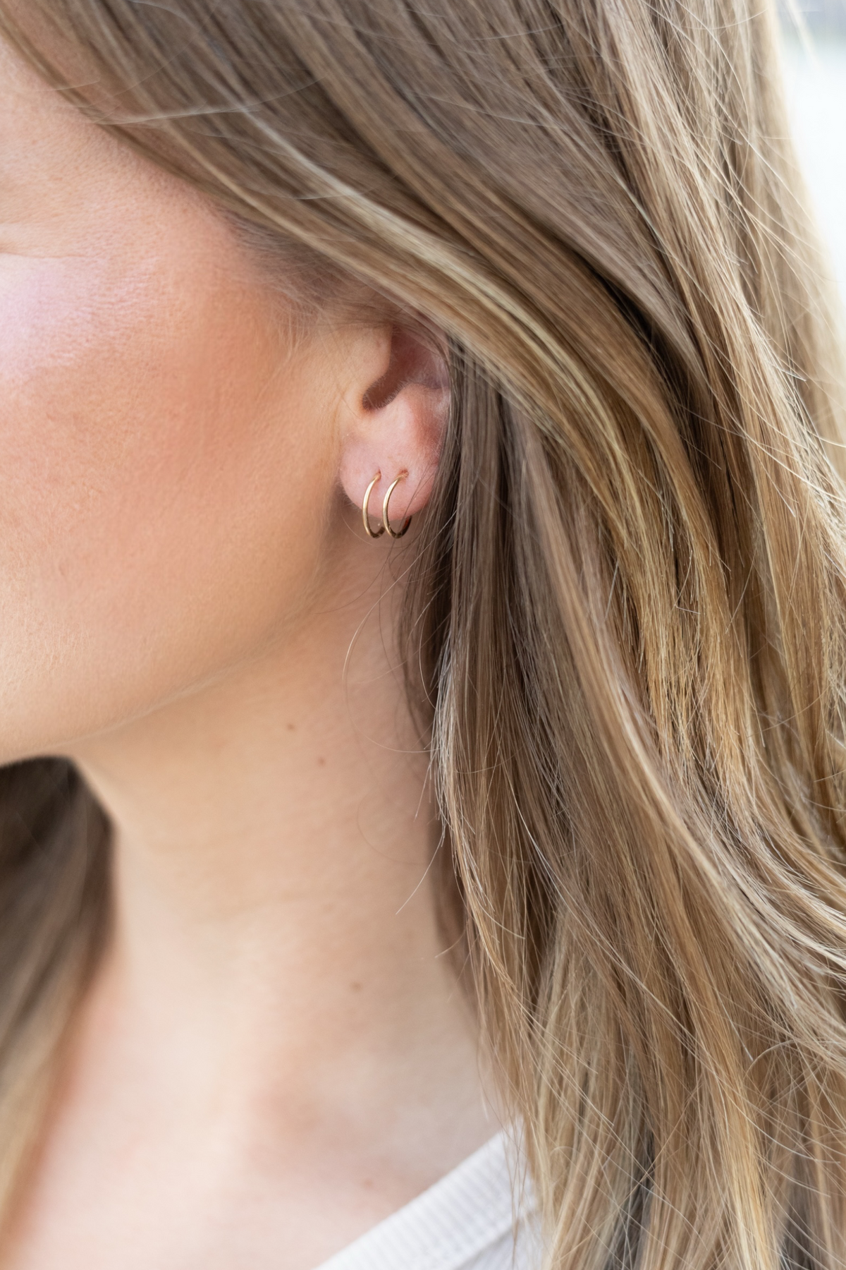 Twist-In Double Huggie Hoop Earrings, Gold & Silver