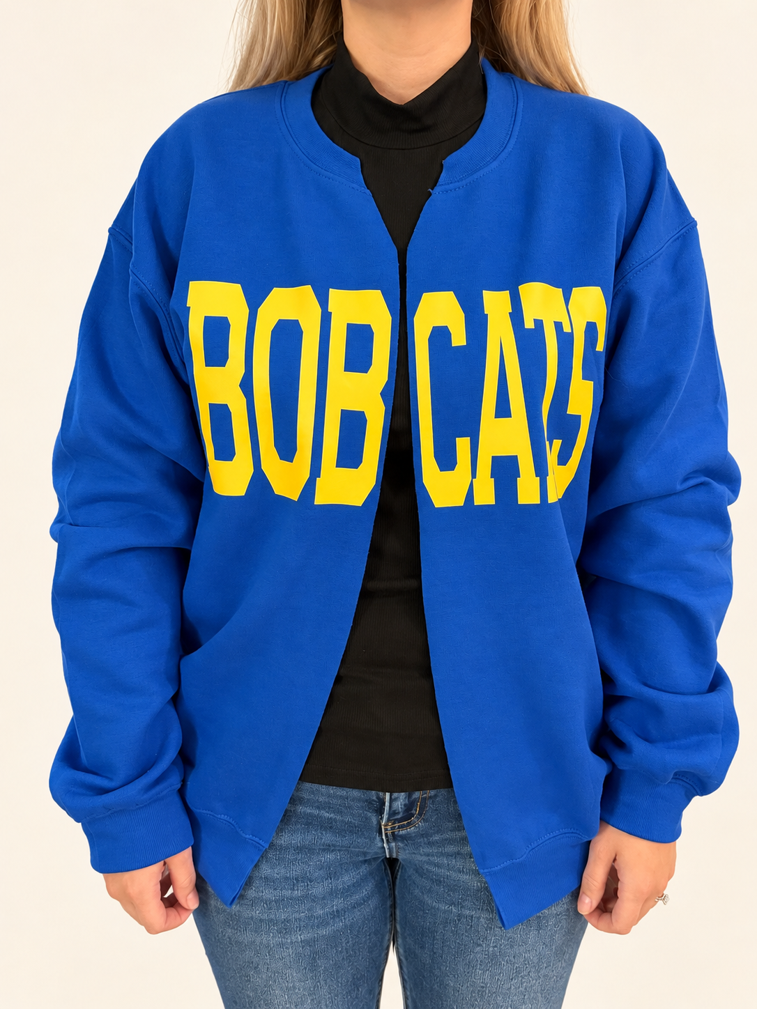 BOBCATS Swacket Cardigan, Gray & Blue (Adults + Youth L)