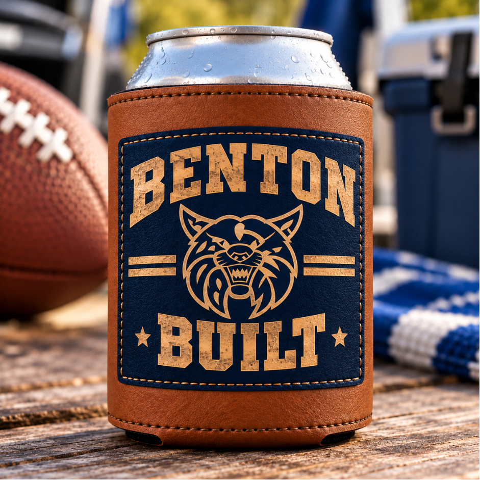 Benton Bobcats Leatherette Regular Can Koozie