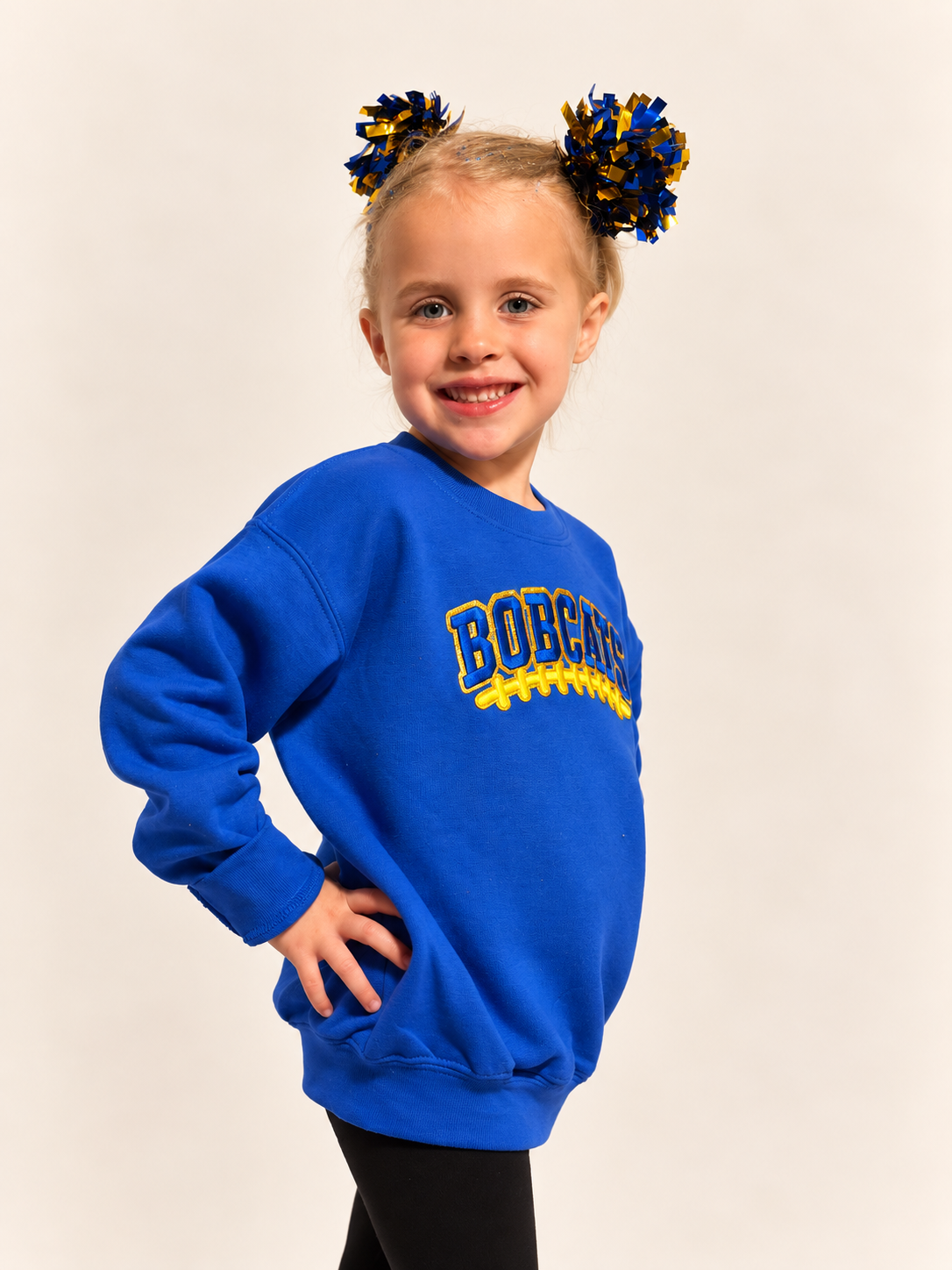 Youth- Benton Bobcats Glitter Patch Crewneck, Multiple Colors