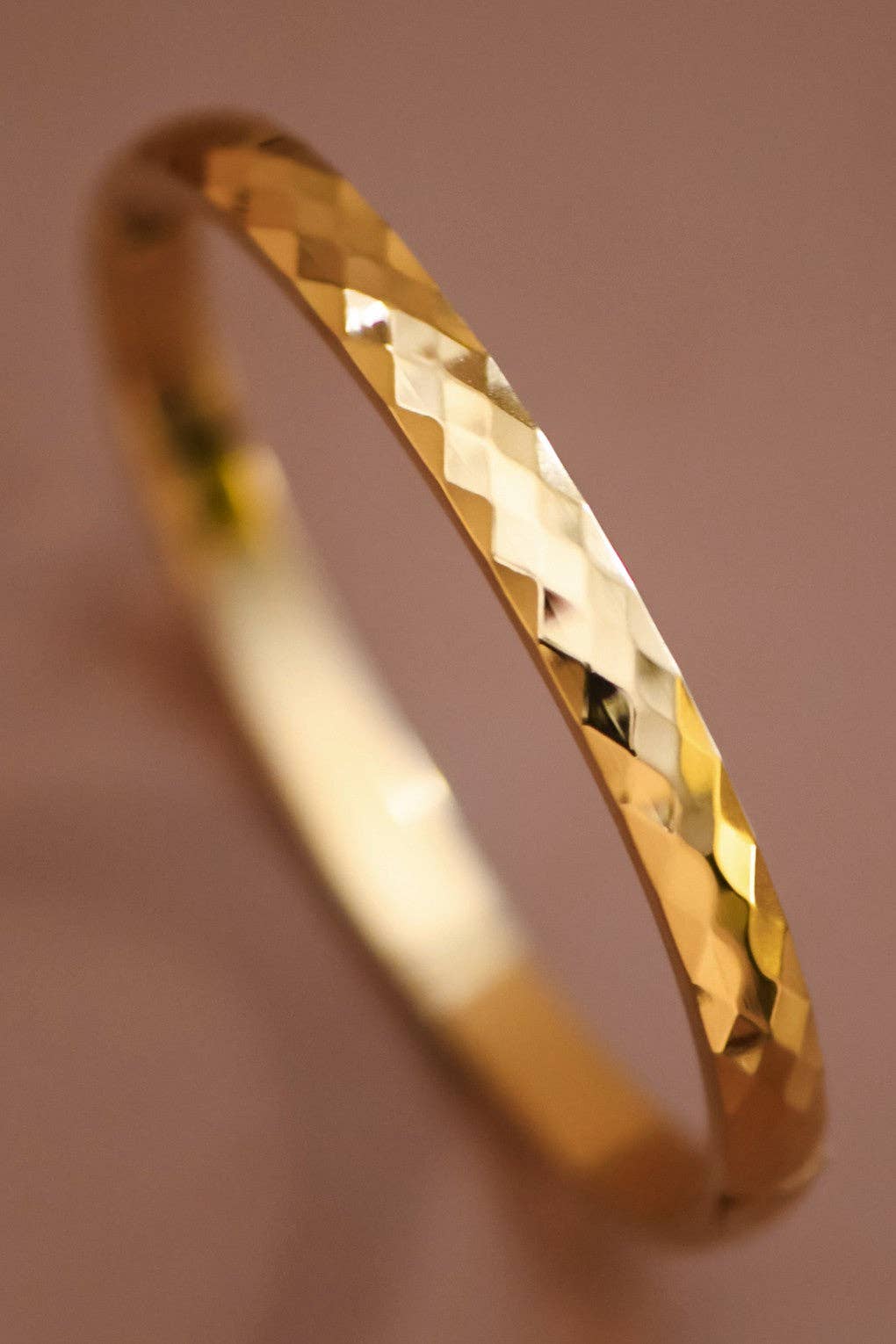Gold Geometric Faceted Bangle Bracelet