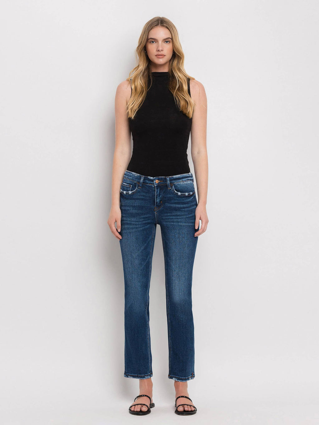 Flying Monkey Mid Rise Ankle Slim Straight Jeans