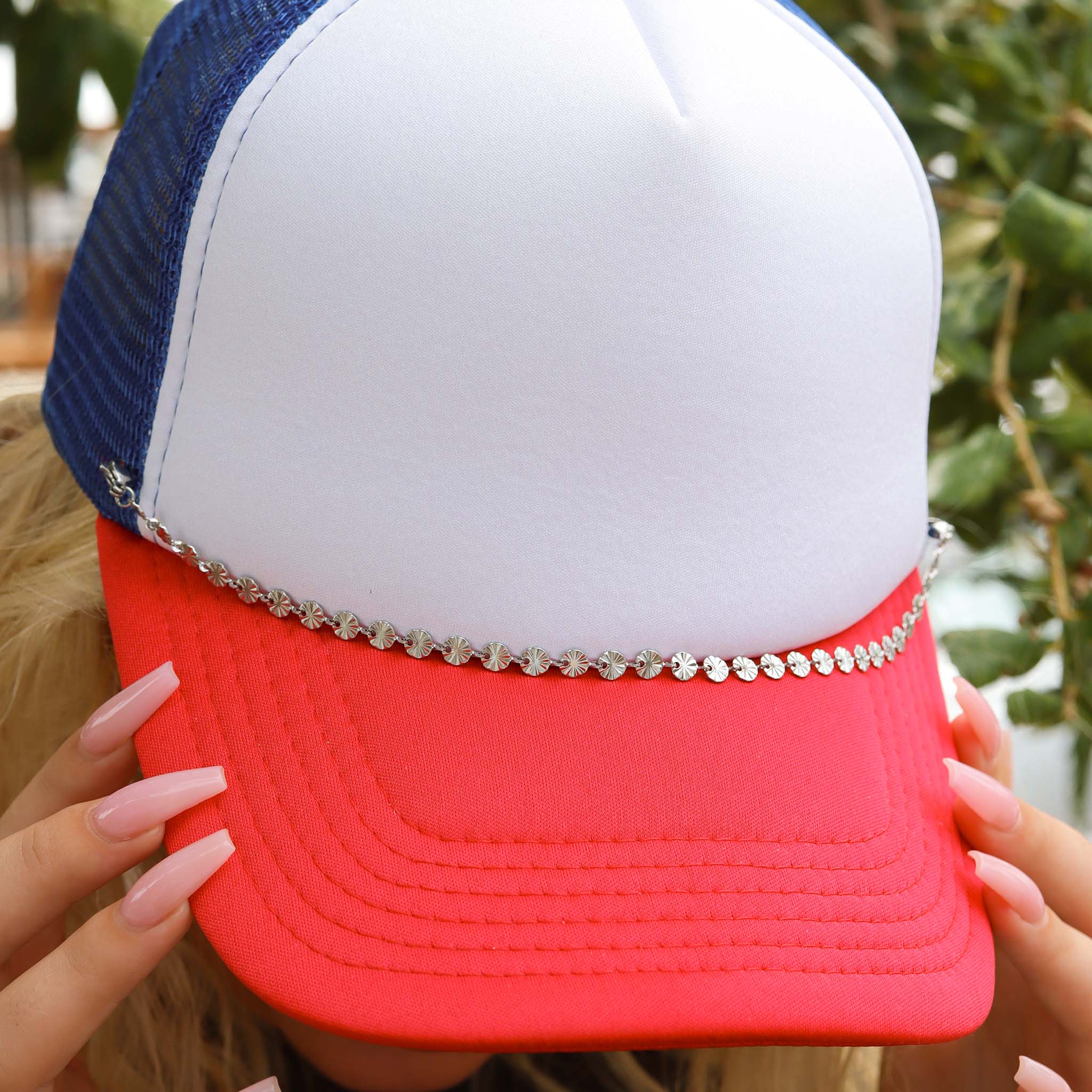 Trucker Hat Chain: Silver/Gold Crimped Circle