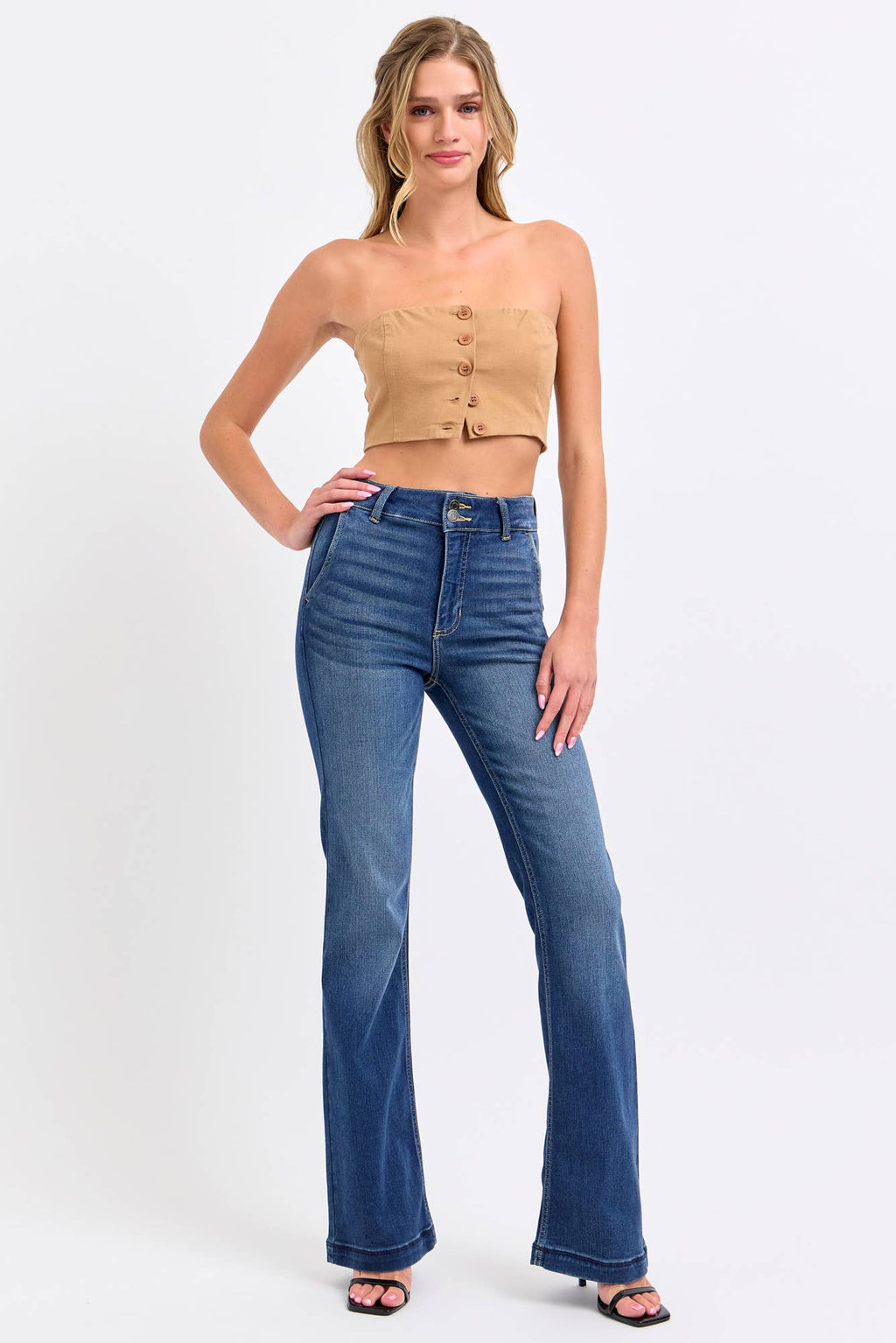 Cello Trouser Two Button Flare Jeans