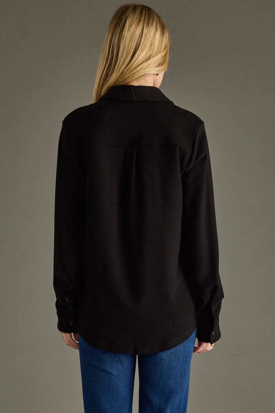 Soft Stretch Button Up, Black