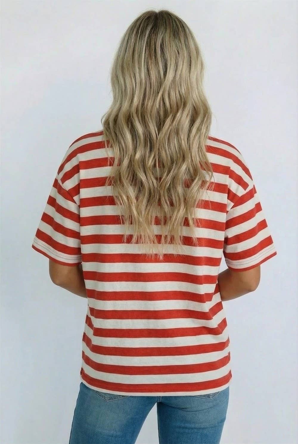 Striped USA Star Patch Letter Tee