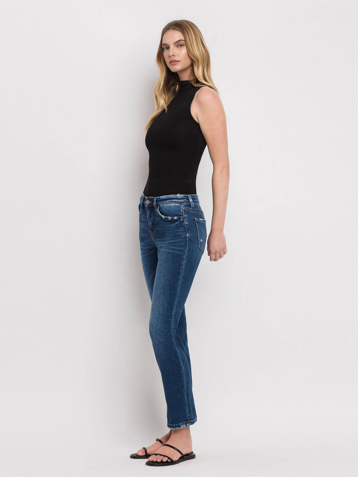 Flying Monkey Mid Rise Ankle Slim Straight Jeans