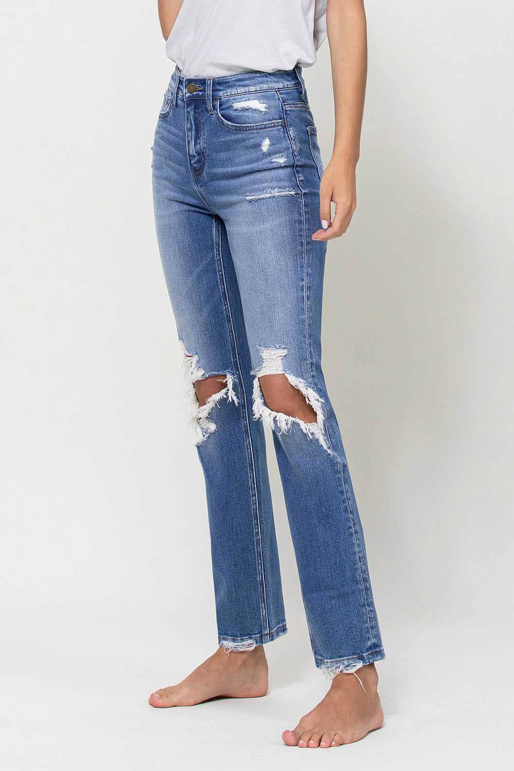 Flying Monkey High Rise Distressed Stretch Ankle Straight Jeans