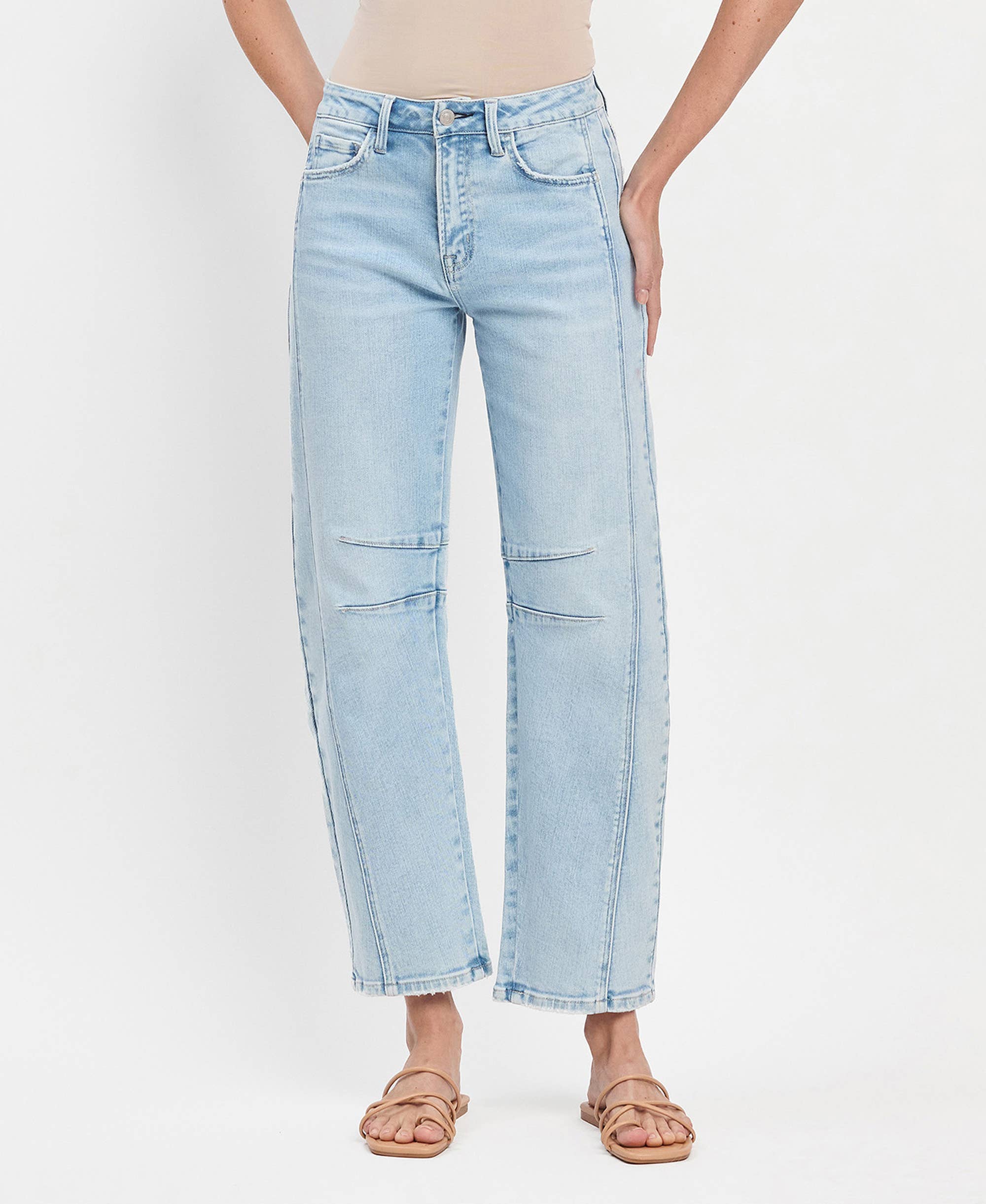 Light Wash High Rise Barrel Jeans