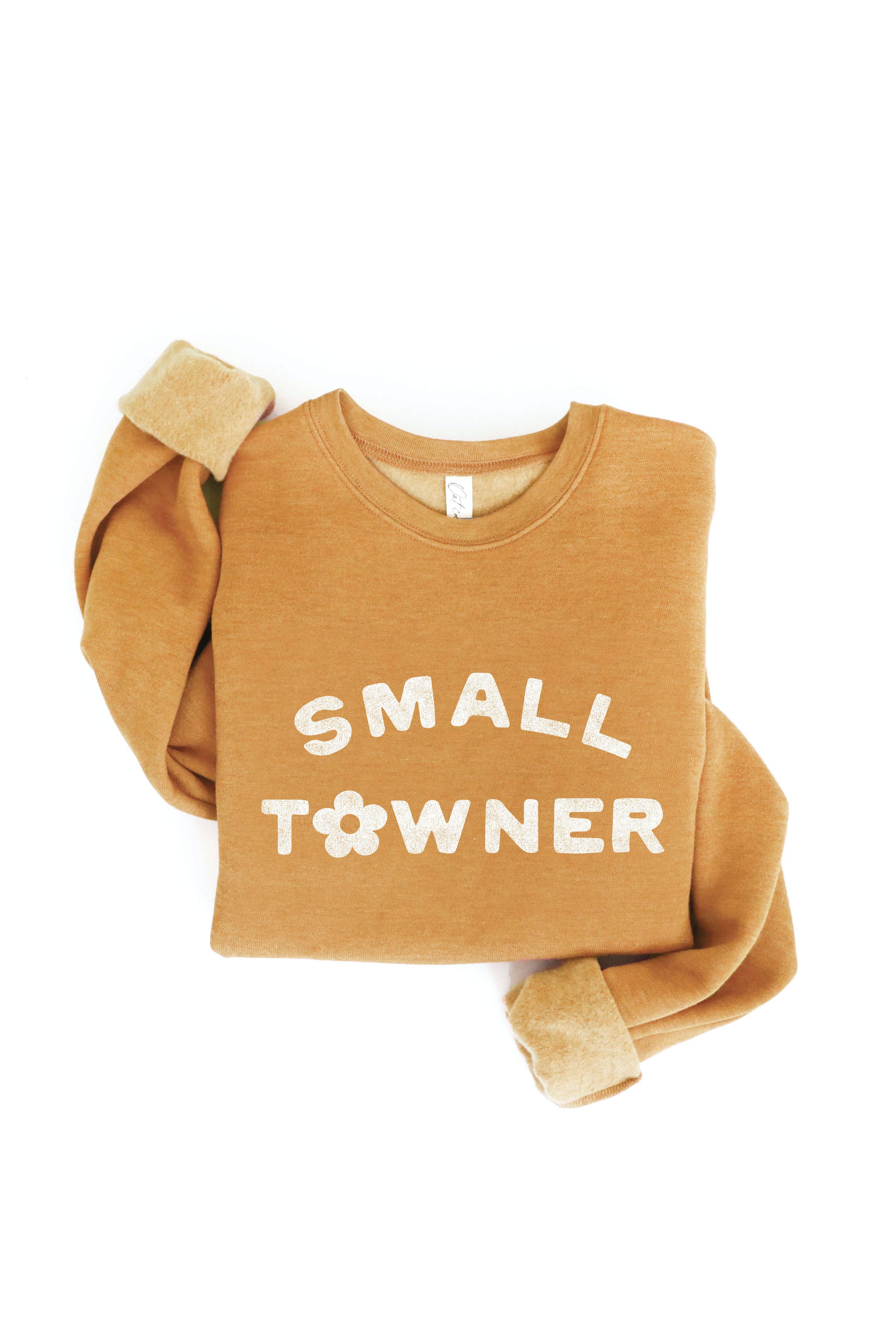 "Small Towner" Mustard Colored Crewneck Sweatshirt | The Tinsel Thread