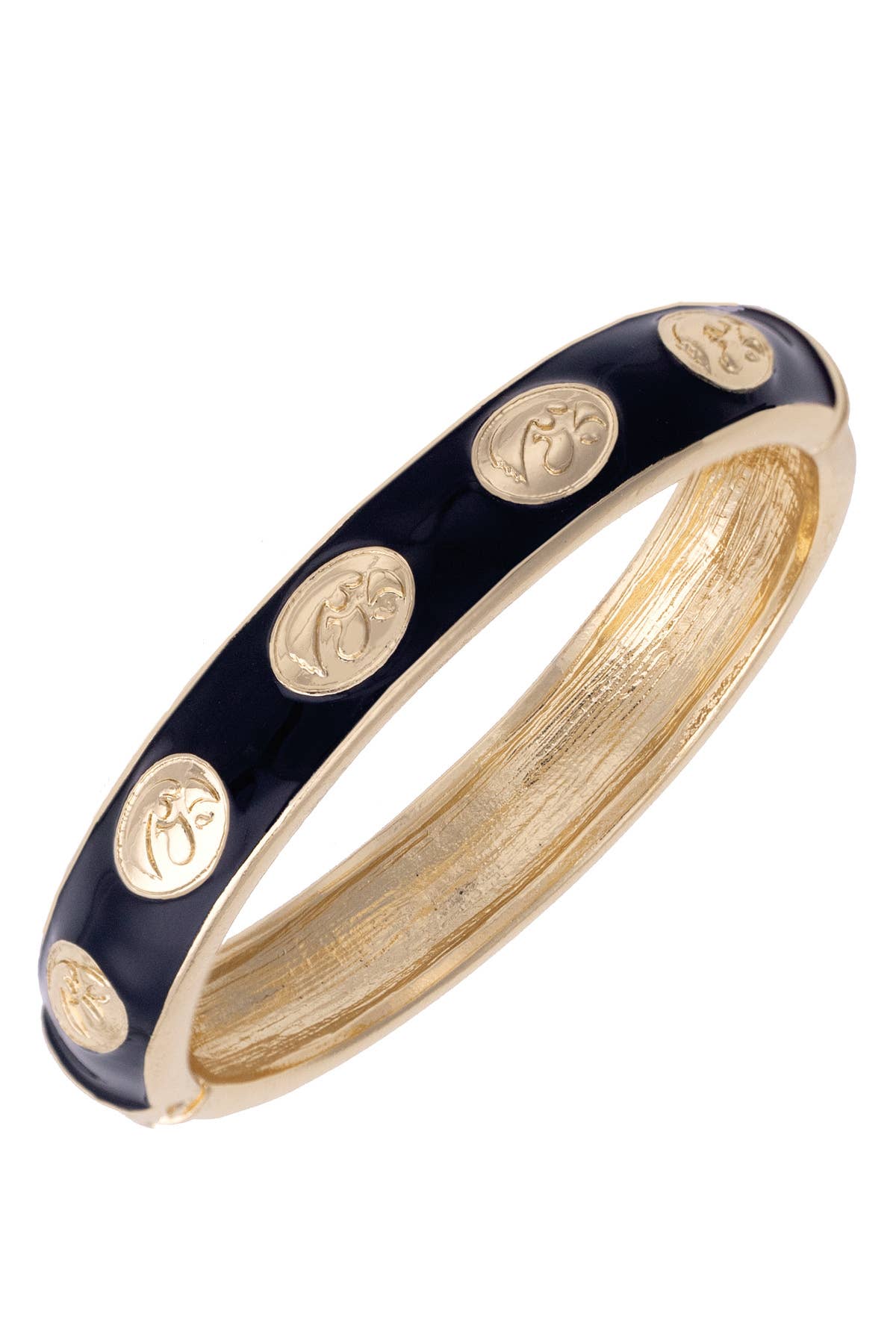 Iowa Hawkeyes Sculpted Enamel Logo Hinge Bangle in Black | The Tinsel Thread