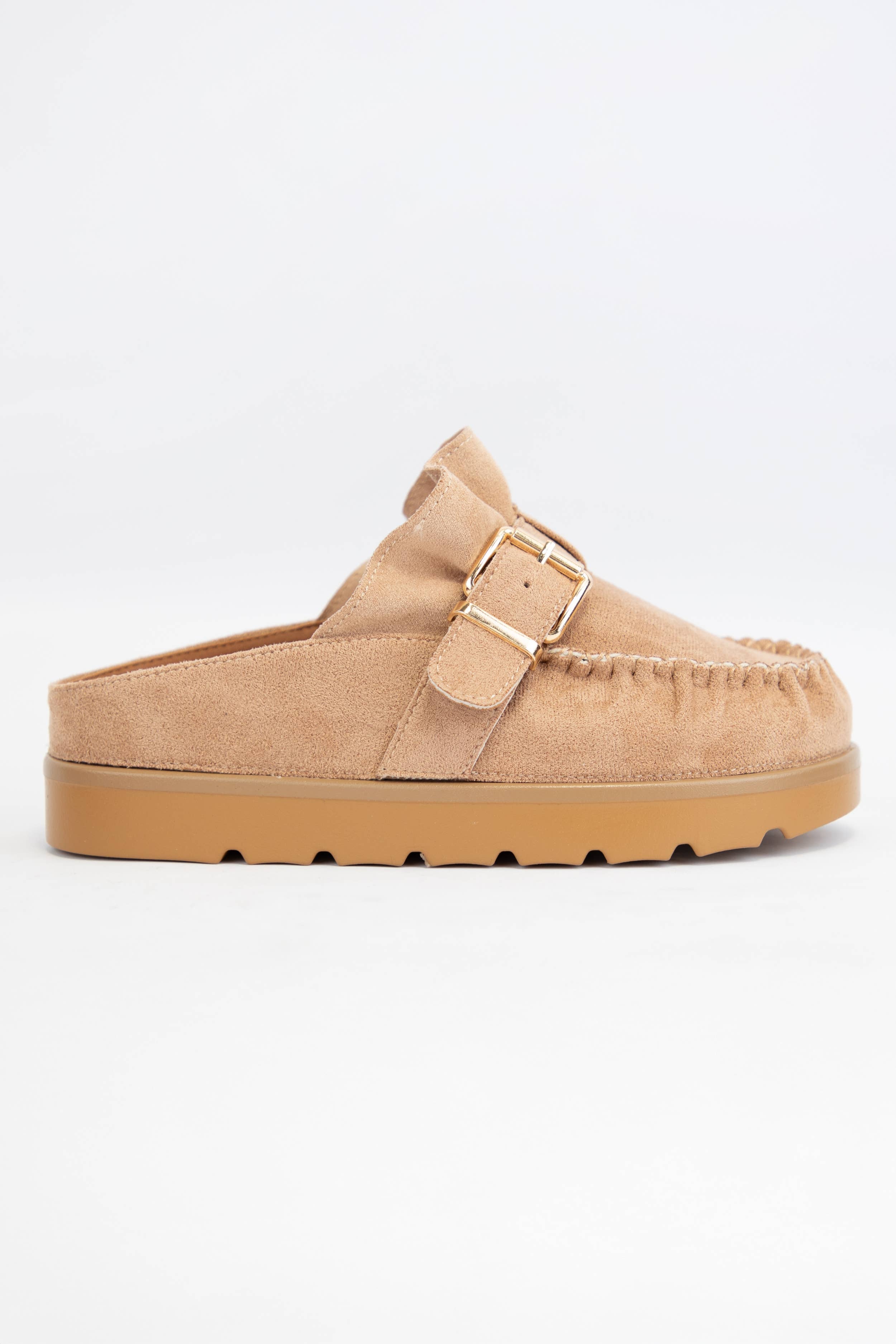 Ruffle Suede Slip-On Moccasin Mule | The Tinsel Thread