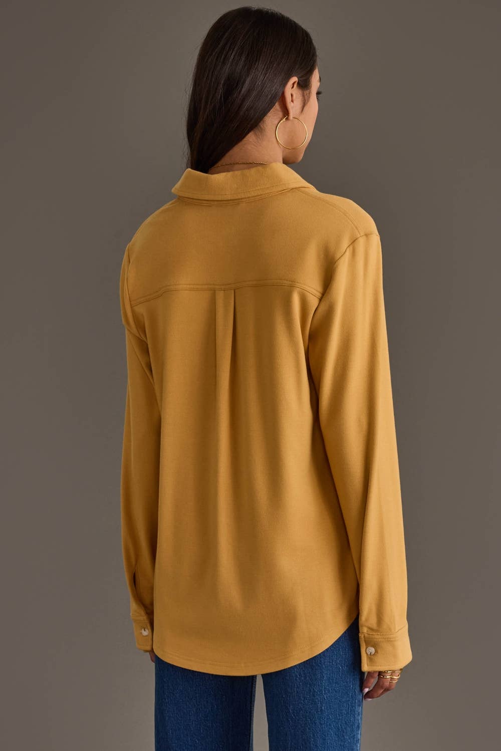 Soft Stretch Button Up, Mustard