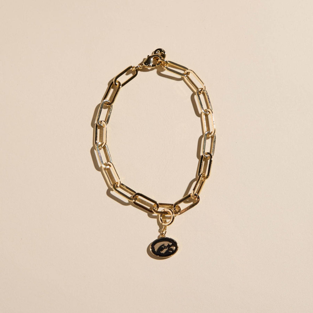 University of Iowa Tigerhawk Gold Charm Bracelet | The Tinsel Thread