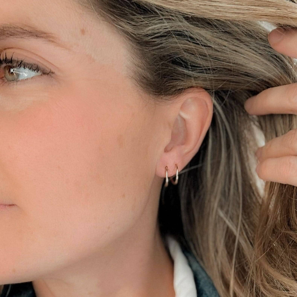 Twist-In Double Huggie Hoop Earrings, Gold & Silver