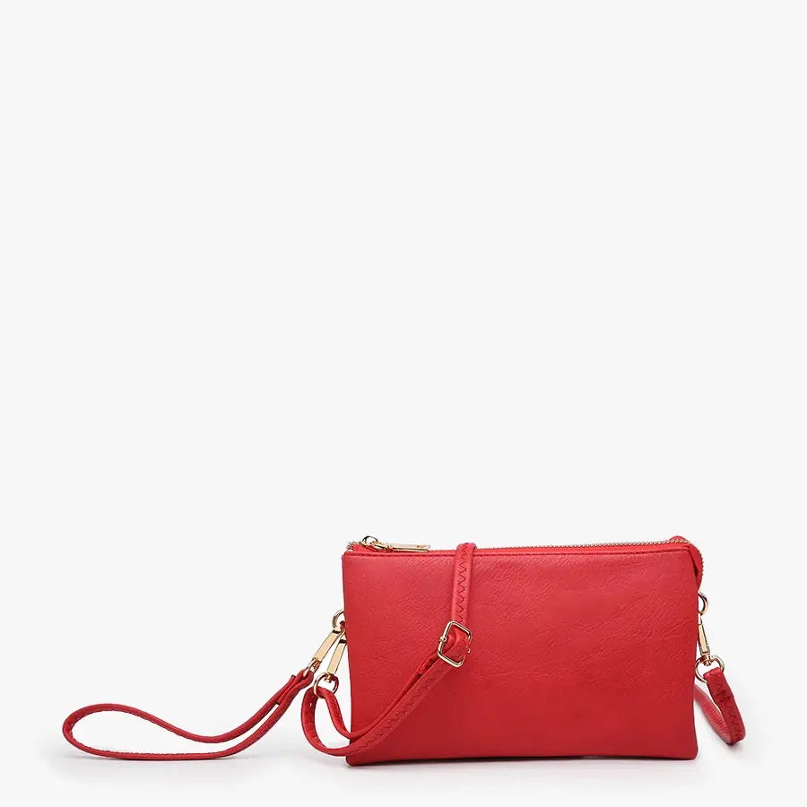 3 Compartment Crossbody Wristlet, Multiple Colors