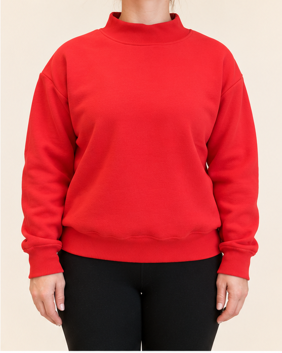 Reversible Mockneck Sweatshirt, Red