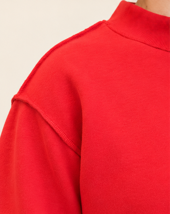 Reversible Mockneck Sweatshirt, Red