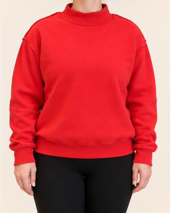 Reversible Mockneck Sweatshirt, Red